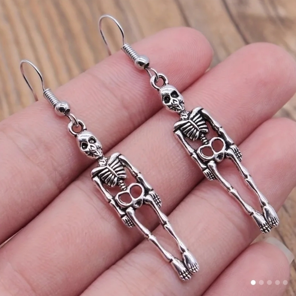 Skull Skelton Pendant Earrings Punk Hip Hop Halloween Unisex